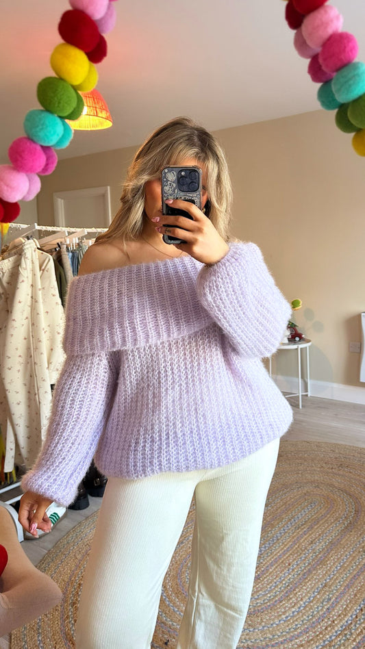 Super Soft Bardot Jumper - Lilac