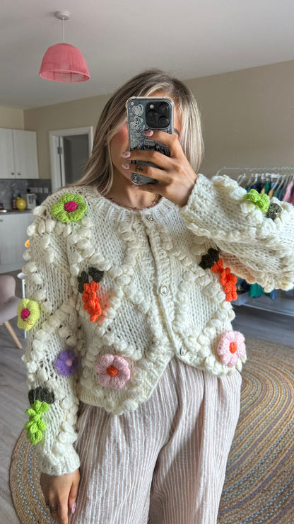 Cream Knit With Chunky Embroidery