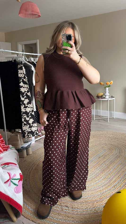 Polka Dot Trousers - Brown