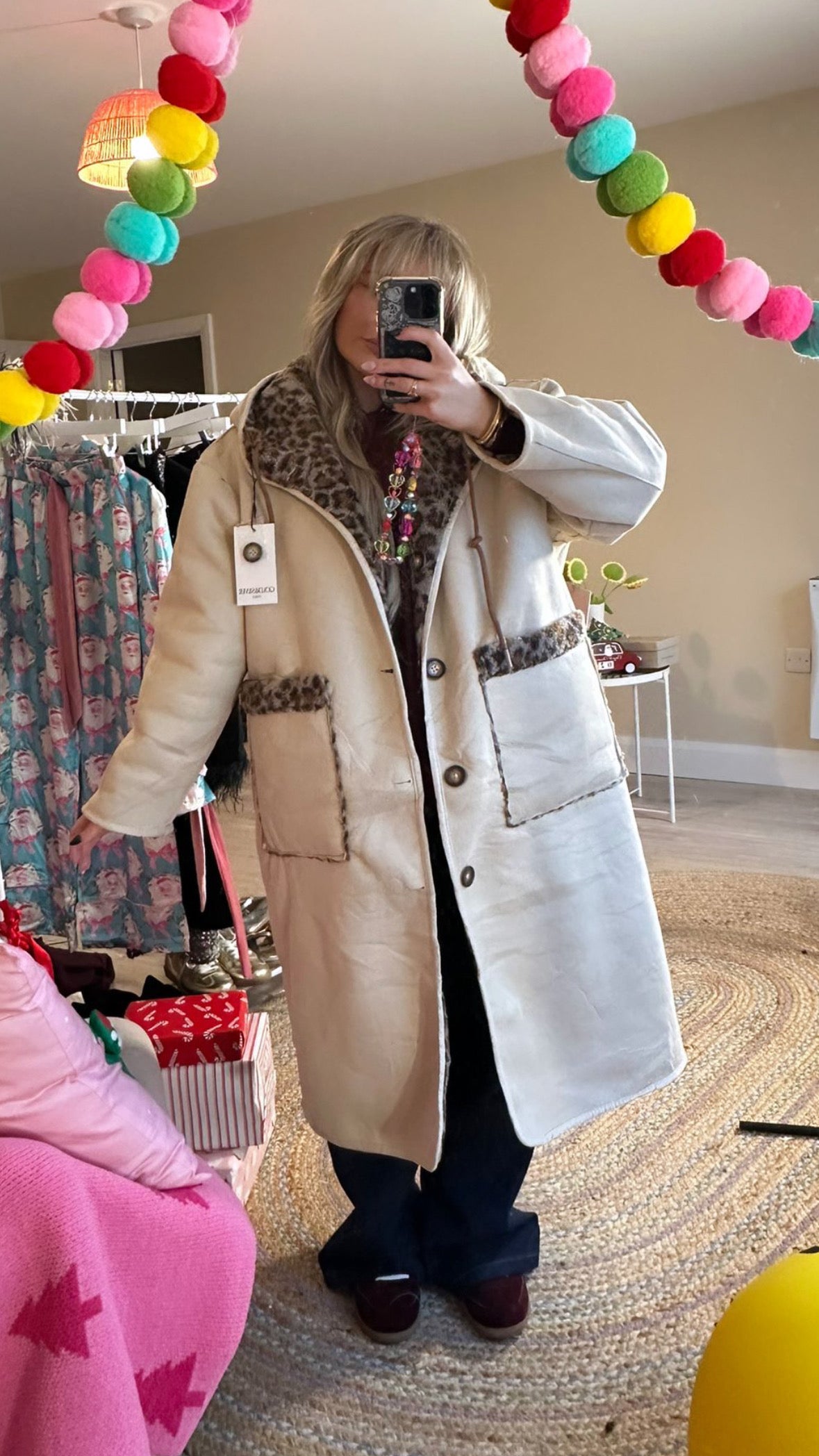 Reversible Long Leopard/ Cream Coat