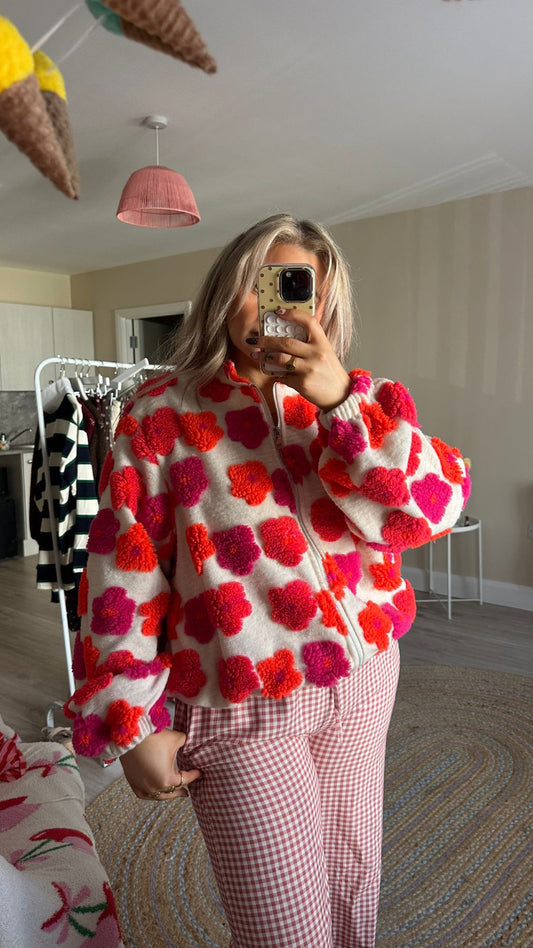 Flower Fleece Jacket - Pink