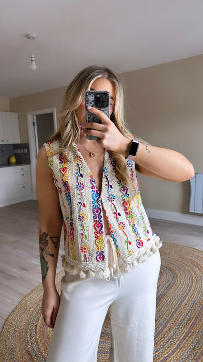 Rainbow Festival Cream Waistcoat