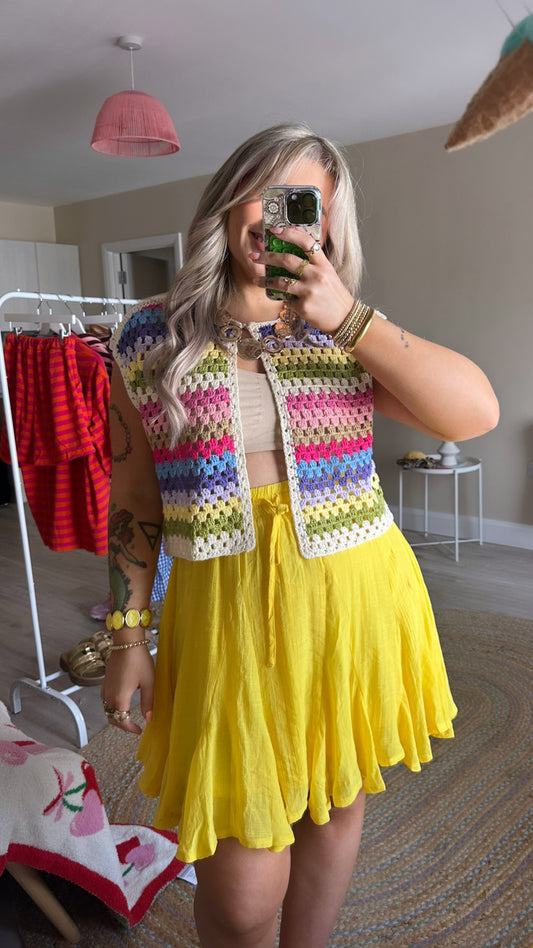Floaty Mini Skirt - Yellow