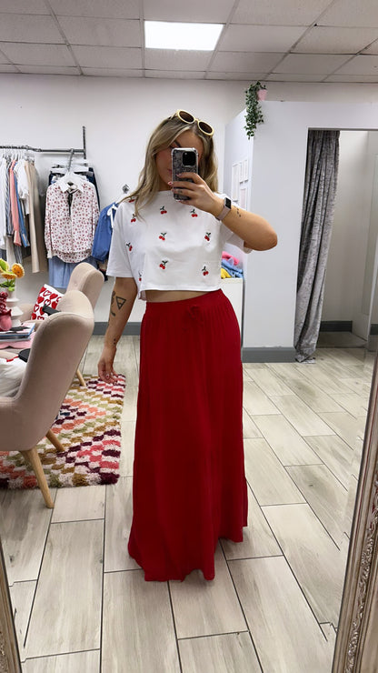 Red Maxi Skirt